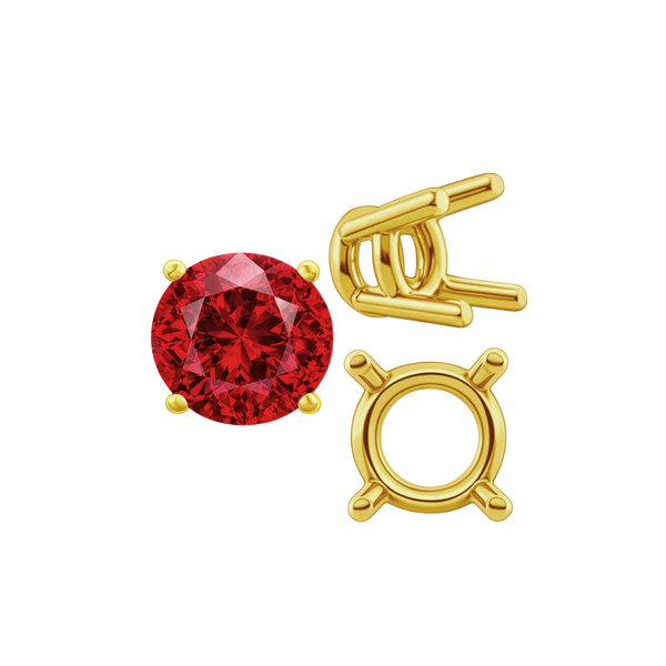 ITI NYC Four Prong Round Heavy Wire Basket Settings in 14K Gold (1.30 mm - 25.00 mm)
