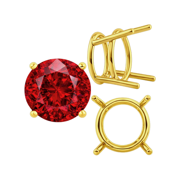 ITI NYC Four Prong Round Heavy Wire Basket Settings in 14K Gold (1.30 mm - 25.00 mm)