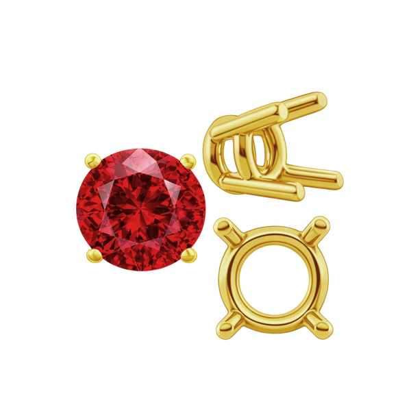 ITI NYC Four Prong Round Heavy Wire Basket Settings in 14K Gold (1.30 mm - 25.00 mm)