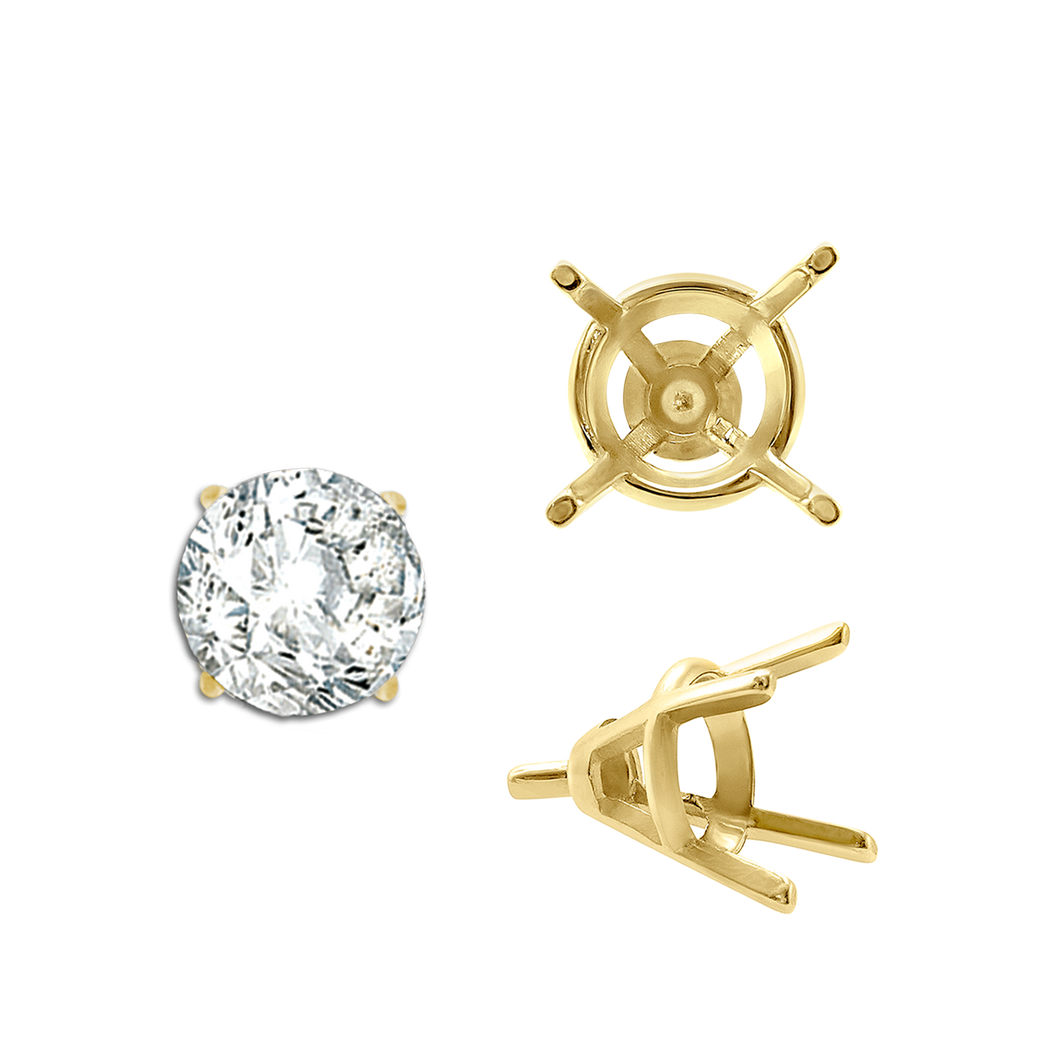 ITI NYC Four Prong Round Tapered Wire Basket Settings With Peg in 14K Gold (4.00 mm - 9.25 mm)