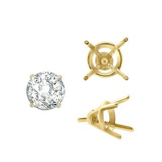 ITI NYC Four Prong Round Tapered Wire Basket Settings With Peg in 14K Gold (4.00 mm - 9.25 mm)