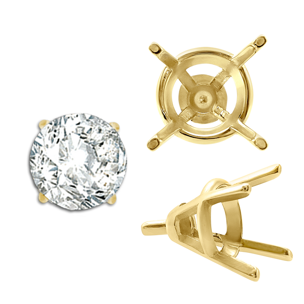 ITI NYC Four Prong Round Tapered Wire Basket Settings With Peg in 14K Gold (4.00 mm - 9.25 mm)