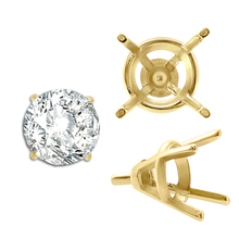 Load image into Gallery viewer, ITI NYC Four Prong Round Tapered Wire Basket Settings With Peg in 14K Gold (4.00 mm - 9.25 mm)
