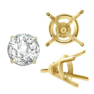 ITI NYC Four Prong Round Tapered Wire Basket Settings With Peg in 14K Gold (4.00 mm - 9.25 mm)