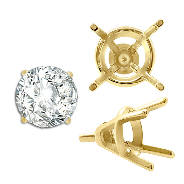ITI NYC Four Prong Round Tapered Wire Basket Settings With Peg in 14K Gold (4.00 mm - 9.25 mm)