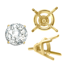 Load image into Gallery viewer, ITI NYC Four Prong Round Tapered Wire Basket Settings With Peg in 14K Gold (4.00 mm - 9.25 mm)
