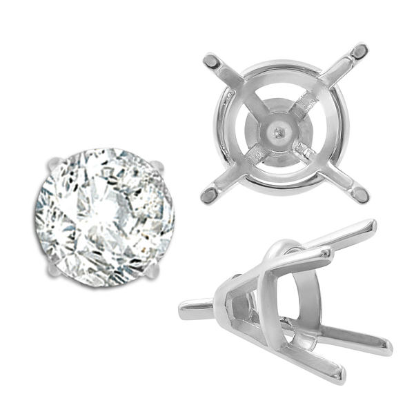 ITI NYC Four Prong Round Tapered Wire Basket Settings With Peg in Sterling Silver (4.00 mm - 9.25 mm)