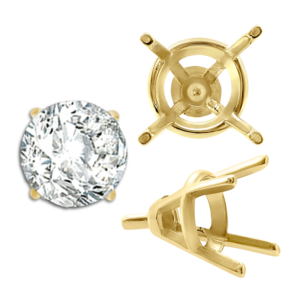 ITI NYC Four Prong Round Tapered Wire Basket Settings With Peg in 14K Gold (4.00 mm - 9.25 mm)