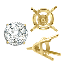 Load image into Gallery viewer, ITI NYC Four Prong Round Tapered Wire Basket Settings With Peg in 14K Gold (4.00 mm - 9.25 mm)
