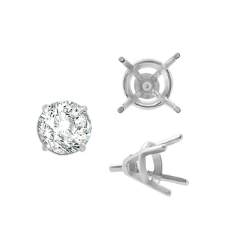 ITI NYC Four Prong Round Tapered Wire Basket Settings With Peg in Sterling Silver (4.00 mm - 9.25 mm)