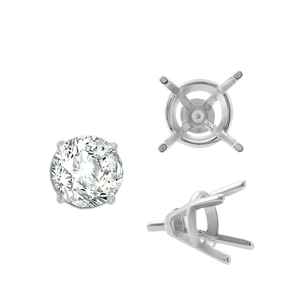 ITI NYC Four Prong Round Tapered Wire Basket Settings With Peg in Sterling Silver (4.00 mm - 9.25 mm)