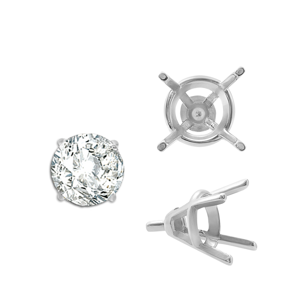 ITI NYC Four Prong Round Tapered Wire Basket Settings With Peg in Sterling Silver (4.00 mm - 9.25 mm)