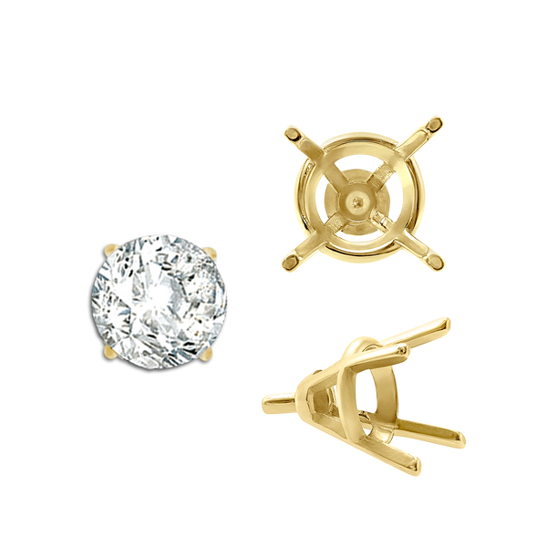 ITI NYC Four Prong Round Tapered Wire Basket Settings With Peg in 18K Gold (4.00 mm - 9.25 mm)