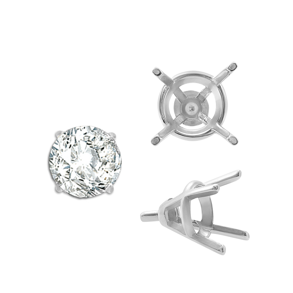 ITI NYC Four Prong Round Tapered Wire Basket Settings With Peg in Sterling Silver (4.00 mm - 9.25 mm)