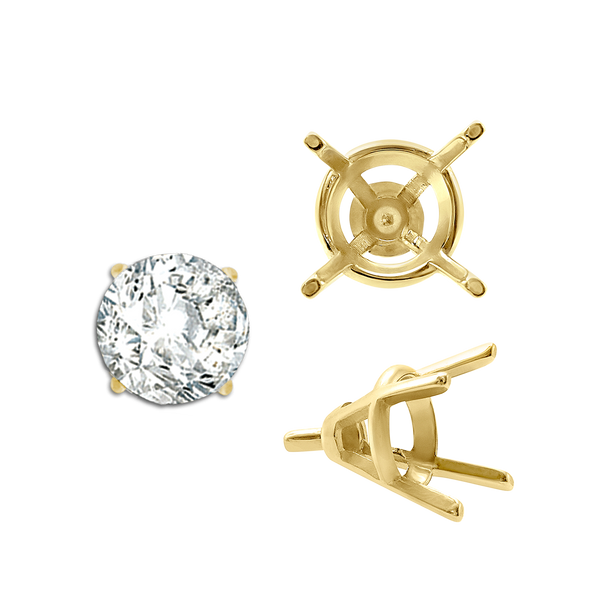 ITI NYC Four Prong Round Tapered Wire Basket Settings With Peg in 18K Gold (4.00 mm - 9.25 mm)