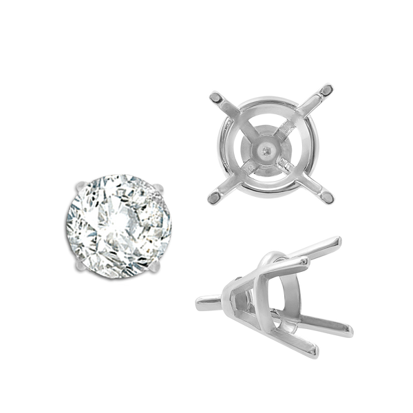 ITI NYC Four Prong Round Tapered Wire Basket Settings With Peg in Sterling Silver (4.00 mm - 9.25 mm)