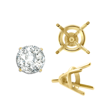 Load image into Gallery viewer, ITI NYC Four Prong Round Tapered Wire Basket Settings With Peg in 14K Gold (4.00 mm - 9.25 mm)

