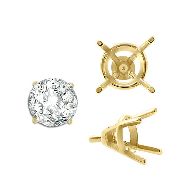 ITI NYC Four Prong Round Tapered Wire Basket Settings With Peg in 14K Gold (4.00 mm - 9.25 mm)