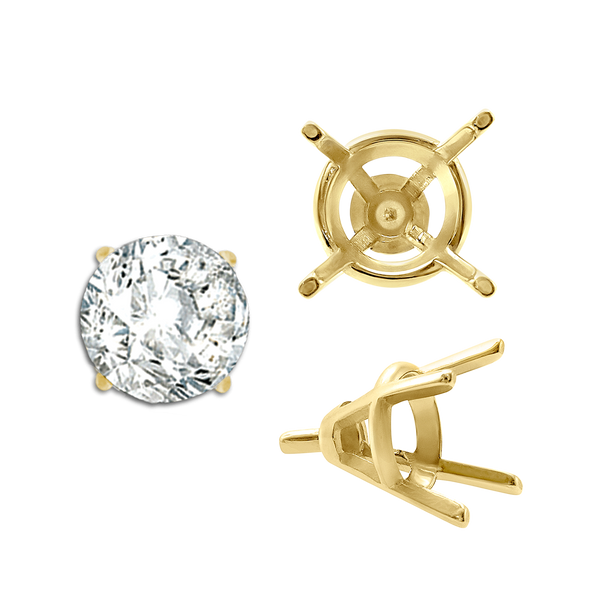 ITI NYC Four Prong Round Tapered Wire Basket Settings With Peg in 14K Gold (4.00 mm - 9.25 mm)