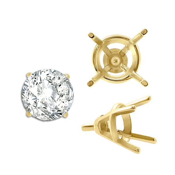ITI NYC Four Prong Round Tapered Wire Basket Settings With Peg in 14K Gold (4.00 mm - 9.25 mm)