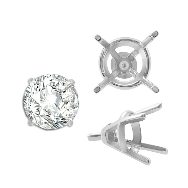 ITI NYC Four Prong Round Tapered Wire Basket Settings With Peg in Sterling Silver (4.00 mm - 9.25 mm)