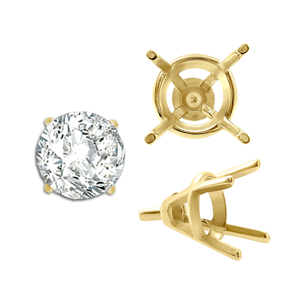 ITI NYC Four Prong Round Tapered Wire Basket Settings With Peg in 14K Gold (4.00 mm - 9.25 mm)