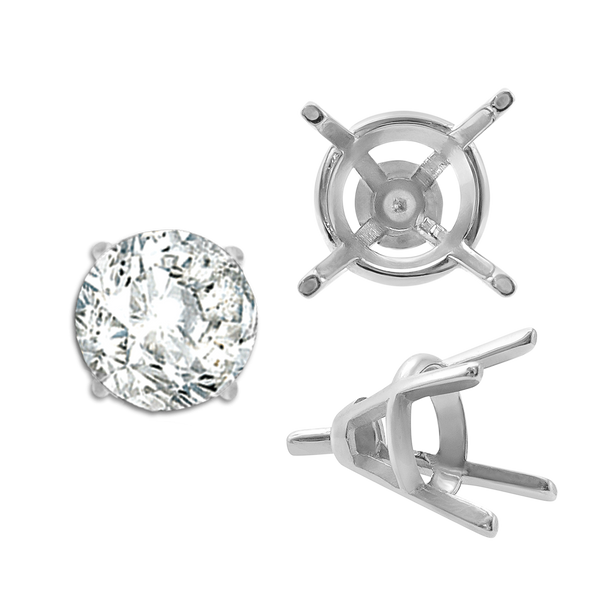 ITI NYC Four Prong Round Tapered Wire Basket Settings With Peg in Sterling Silver (4.00 mm - 9.25 mm)
