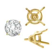 Load image into Gallery viewer, ITI NYC Four Prong Round Tapered Wire Basket Settings With Peg in 14K Gold (4.00 mm - 9.25 mm)
