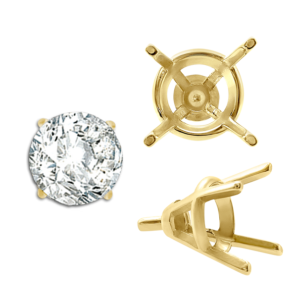 ITI NYC Four Prong Round Tapered Wire Basket Settings With Peg in 14K Gold (4.00 mm - 9.25 mm)