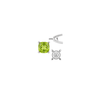 ITI NYC Four Prong Cushion Cut Solitaire Settings With Peg in Sterling Silver (3.50 mm - 10.00 mm)