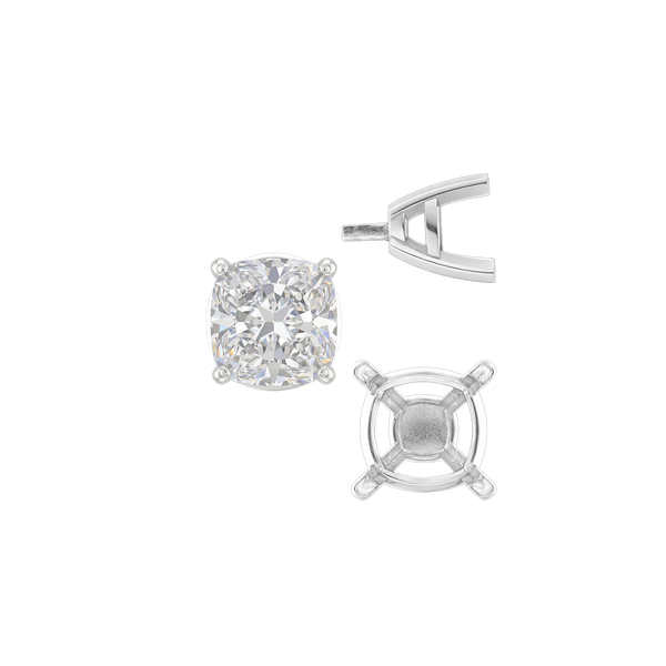 ITI NYC Four Prong Cushion Cut Solitaire Settings With Peg in 14K Gold (3.50 mm - 10.00 mm)