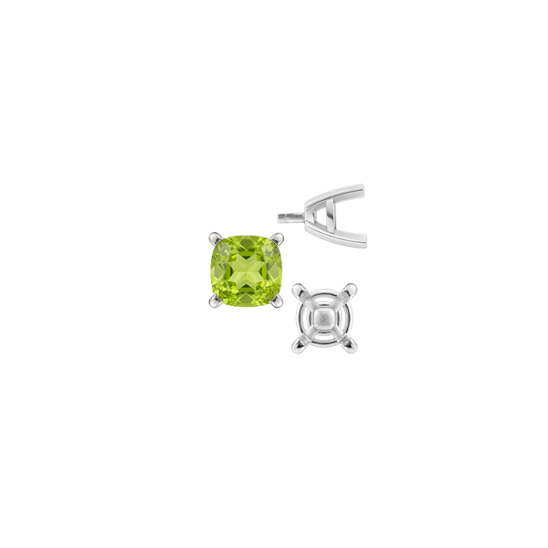 ITI NYC Four Prong Cushion Cut Solitaire Settings With Peg in Sterling Silver (3.50 mm - 10.00 mm)