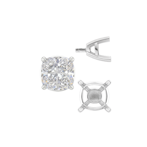 ITI NYC Four Prong Cushion Cut Solitaire Settings With Peg in 14K Gold (3.50 mm - 10.00 mm)
