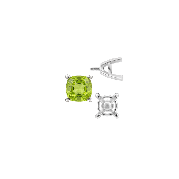 ITI NYC Four Prong Cushion Cut Solitaire Settings With Peg in Sterling Silver (3.50 mm - 10.00 mm)