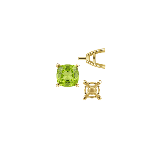 ITI NYC Four Prong Cushion Cut Solitaire Settings With Peg in 14K Gold (3.50 mm - 10.00 mm)