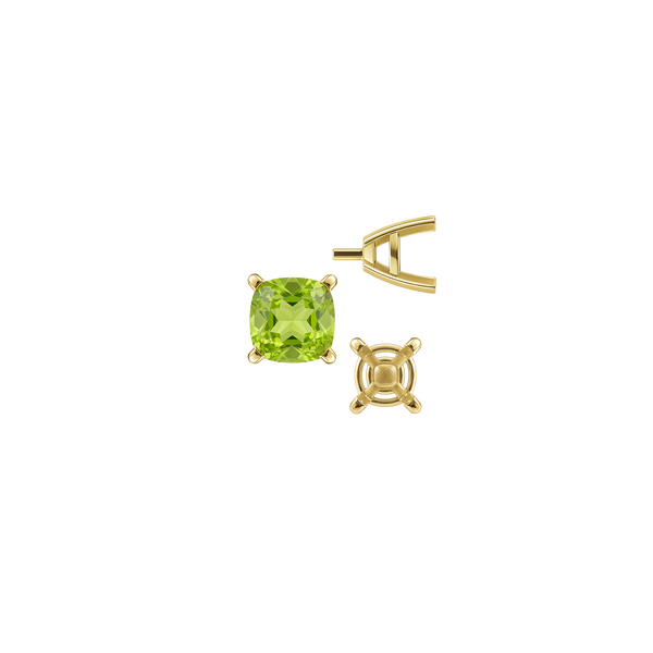 ITI NYC Four Prong Cushion Cut Solitaire Settings With Peg in 14K Gold (3.50 mm - 10.00 mm)