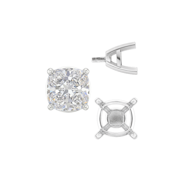 ITI NYC Four Prong Cushion Cut Solitaire Settings With Peg in 14K Gold (3.50 mm - 10.00 mm)