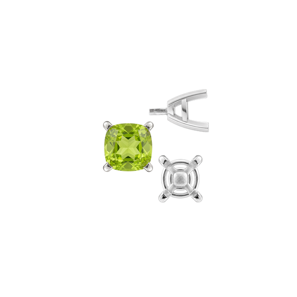 ITI NYC Four Prong Cushion Cut Solitaire Settings With Peg in Sterling Silver (3.50 mm - 10.00 mm)