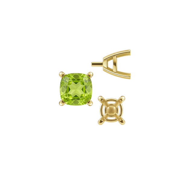 ITI NYC Four Prong Cushion Cut Solitaire Settings With Peg in 14K Gold (3.50 mm - 10.00 mm)