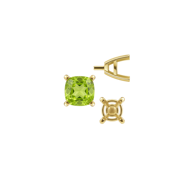 ITI NYC Four Prong Cushion Cut Solitaire Settings With Peg in 14K Gold (3.50 mm - 10.00 mm)