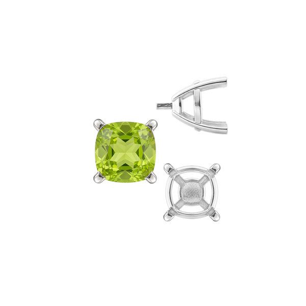 ITI NYC Four Prong Cushion Cut Solitaire Settings With Peg in Sterling Silver (3.50 mm - 10.00 mm)