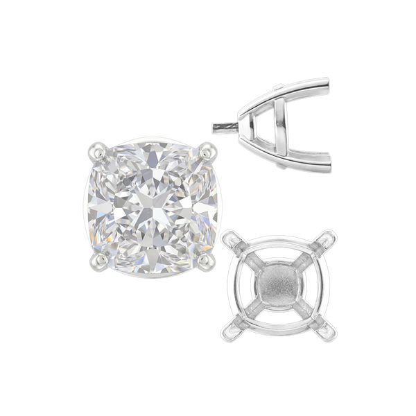 ITI NYC Four Prong Cushion Cut Solitaire Settings With Peg in 14K Gold (3.50 mm - 10.00 mm)