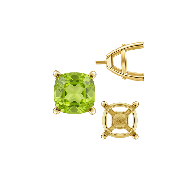 ITI NYC Four Prong Cushion Cut Solitaire Settings With Peg in 14K Gold (3.50 mm - 10.00 mm)