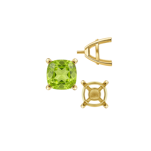 ITI NYC Four Prong Cushion Cut Solitaire Settings With Peg in 14K Gold (3.50 mm - 10.00 mm)