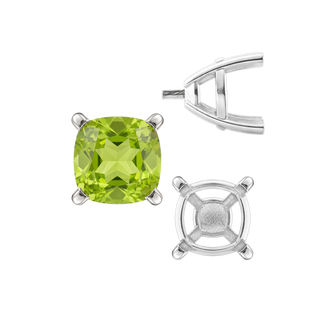 ITI NYC Four Prong Cushion Cut Solitaire Settings With Peg in Sterling Silver (3.50 mm - 10.00 mm)