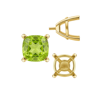 ITI NYC Four Prong Cushion Cut Solitaire Settings With Peg in 14K Gold (3.50 mm - 10.00 mm)