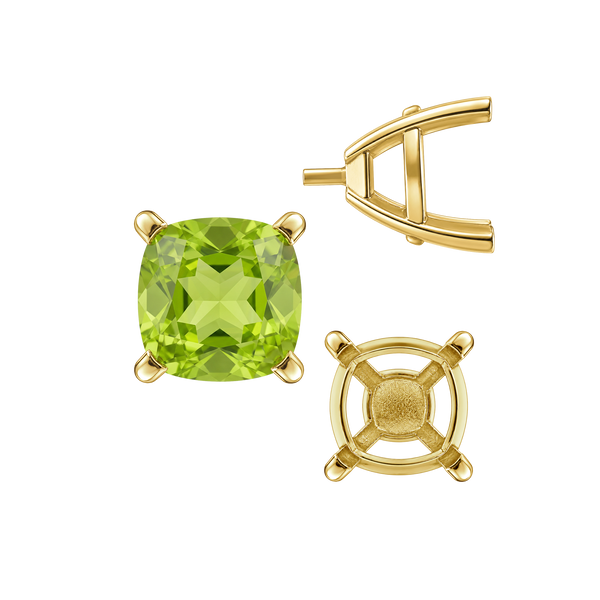 ITI NYC Four Prong Cushion Cut Solitaire Settings With Peg in 14K Gold (3.50 mm - 10.00 mm)
