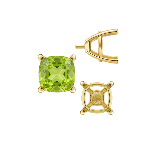 ITI NYC Four Prong Cushion Cut Solitaire Settings With Peg in 14K Gold (3.50 mm - 10.00 mm)