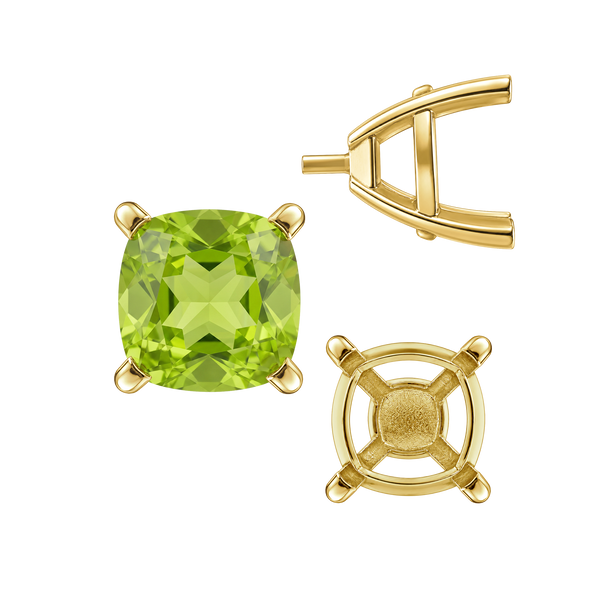 ITI NYC Four Prong Cushion Cut Solitaire Settings With Peg in 14K Gold (3.50 mm - 10.00 mm)