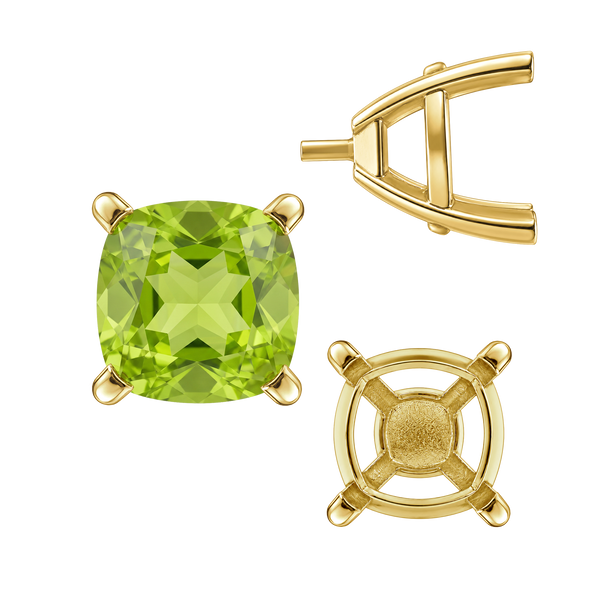 ITI NYC Four Prong Cushion Cut Solitaire Settings With Peg in 14K Gold (3.50 mm - 10.00 mm)